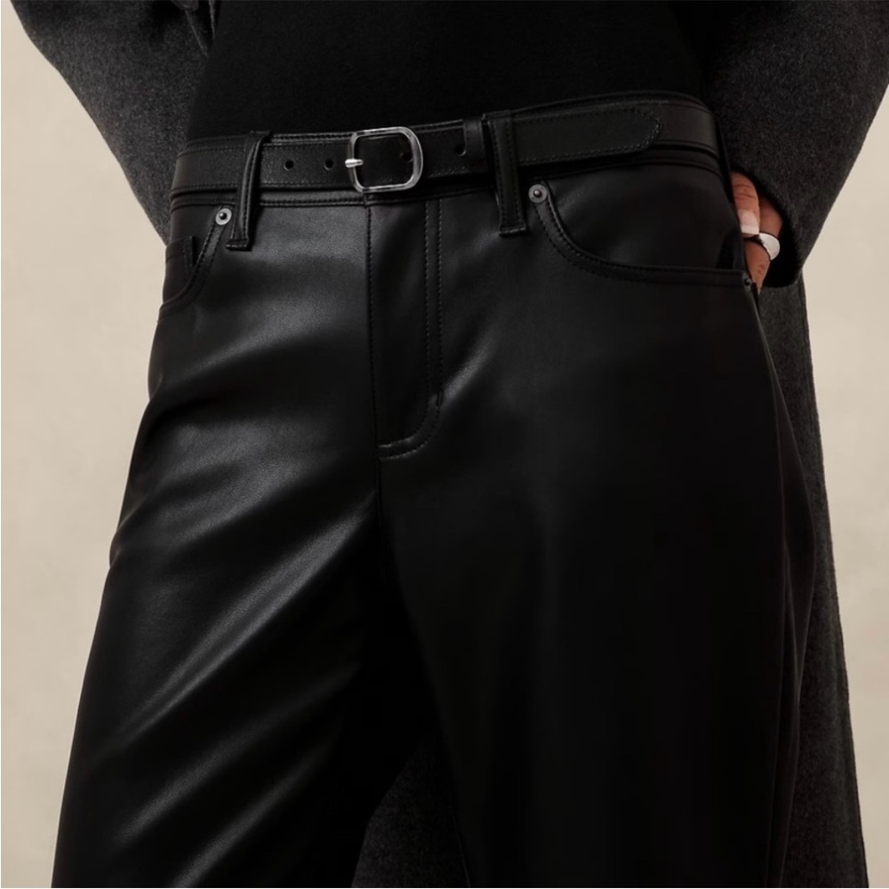 NWT Banana Republic Mid Rise Bootcut Vegan Leather Pants. 33/16. Classic. Moto - Picture 3 of 15